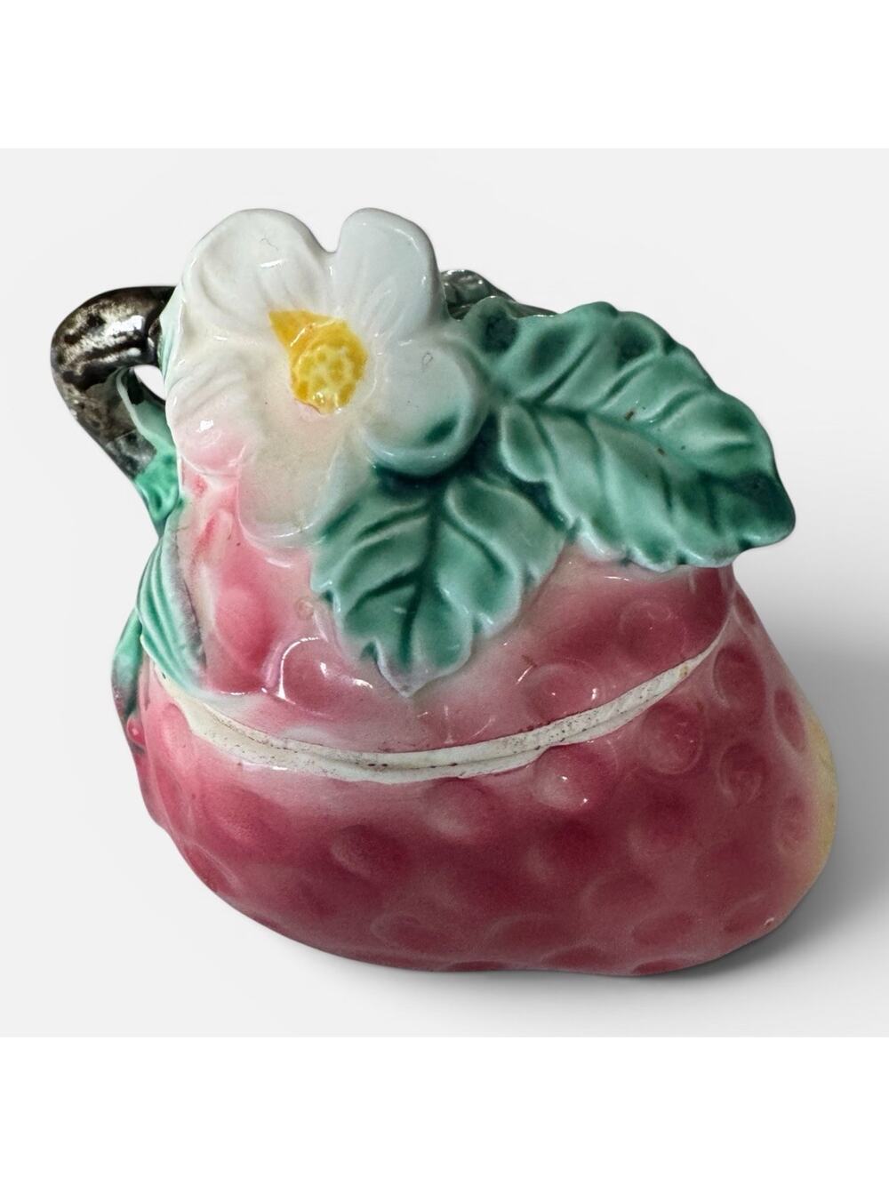 Vintage Majolica Strawberry Jam Pot